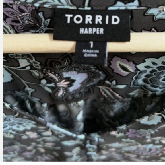 Torrid Plus Harper 1/2 Sleeve Pullover Blouse Floral Boho Work V Neck Size 1X - Picture 4 of 7